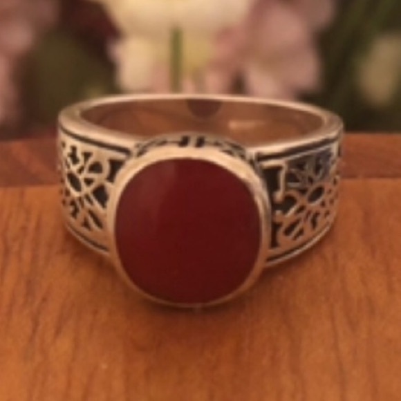 RARE Silpada Sterling Silver Red Stone Ring R1465 Size 7 - Picture 2 of 10